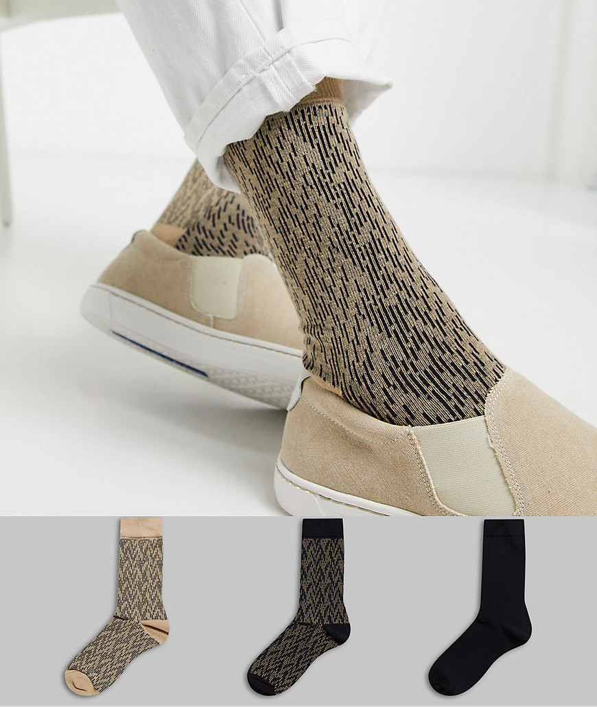 ASOS DESIGN - Confezione da 3 calzini corti con linee-Multicolore