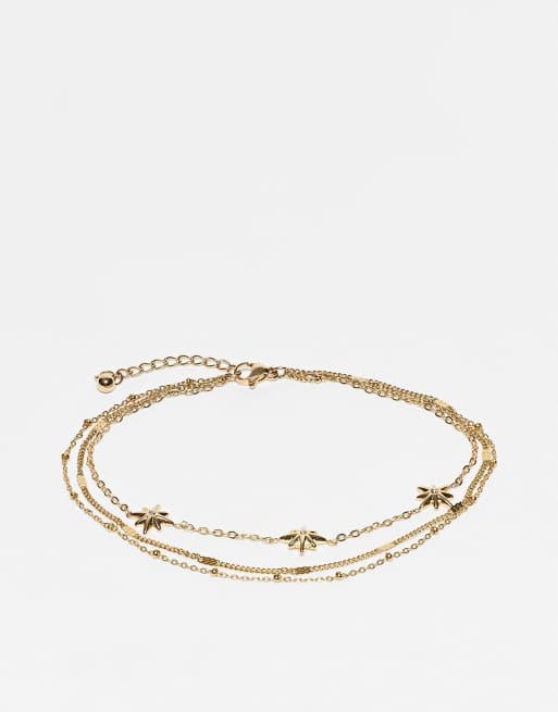 ASOS DESIGN - Confezione da 3 cavigliere miste in acciaio inossidabile dorate con stelle