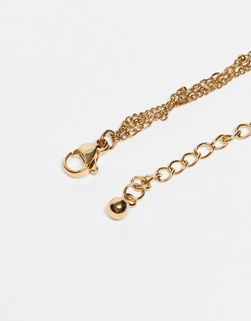 ASOS DESIGN - Confezione da 3 cavigliere miste in acciaio inossidabile dorate con stelle, 3 di 3