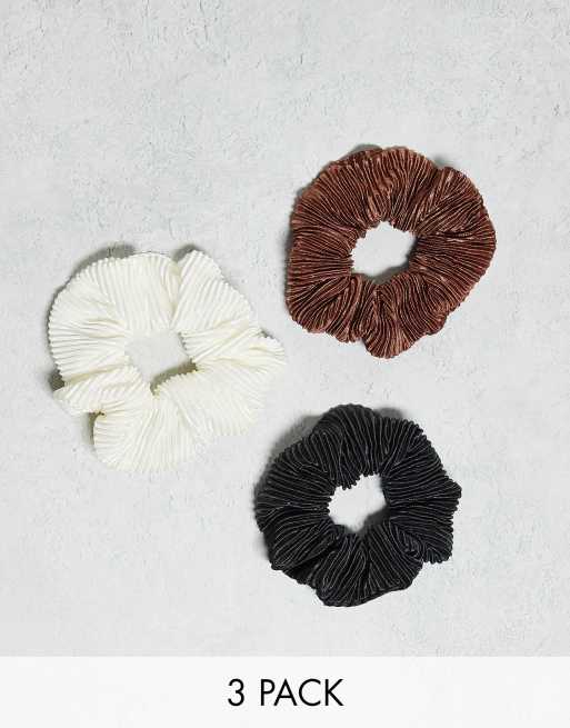 ASOS DESIGN - Confezione da 3 elastici per capelli plissé multicolore
