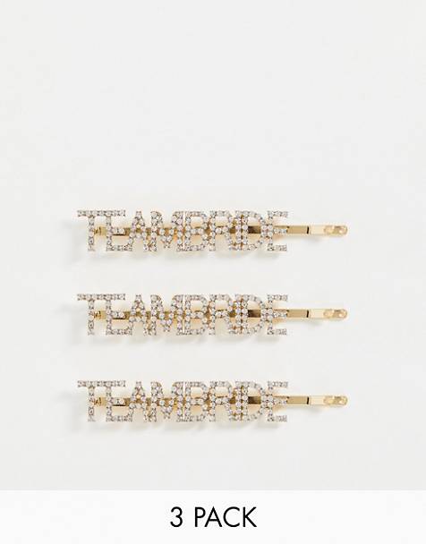 Uterque Gold Tone Pearl Embellished Hair Clips Set di 2 Accessori Accessori per capelli Fermacapelli e fermagli 