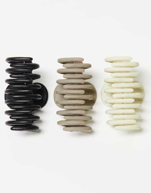ASOS DESIGN - Confezione da 3 fermagli piccoli per capelli in tonalità neutrali opache, 4 di 4