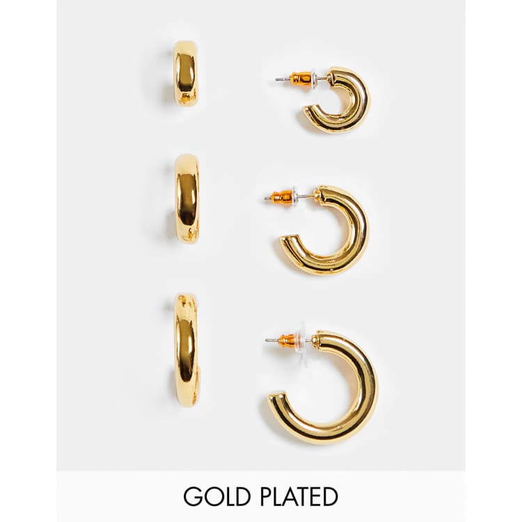 JeweBella Orecchini a Cerchio Intrecciati Grandi Set 4-6 Paia Placcato Oro 14k Ipoallergenico per Donne Ragazze Huggie Gioielli Regali