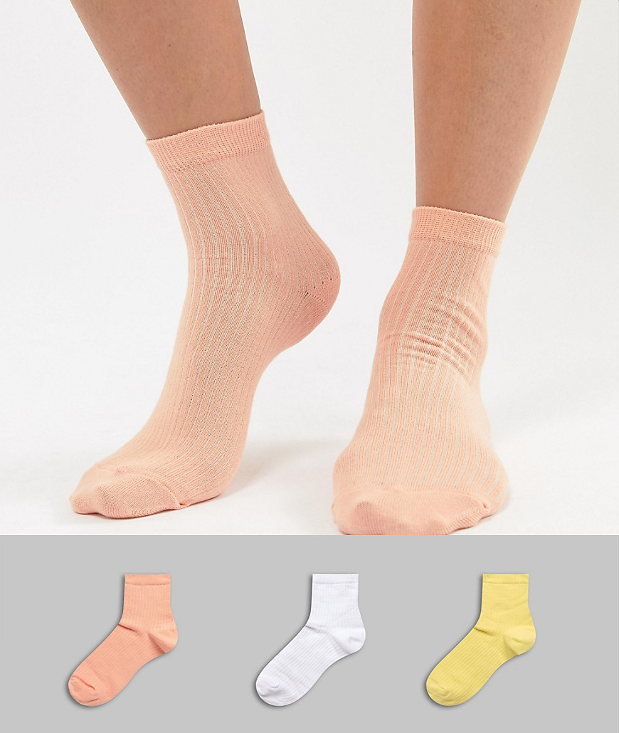 ASOS DESIGN - Confezione da 3 paia di calzini a coste-Multicolore
