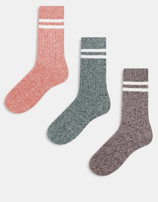 ASOS DESIGN - Confezione da 3 paia di calzini a righe mélange di vari colori