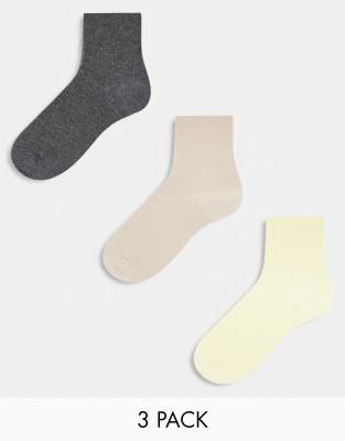 ASOS DESIGN - Confezione da 3 paia di calzini alla caviglia pastello 