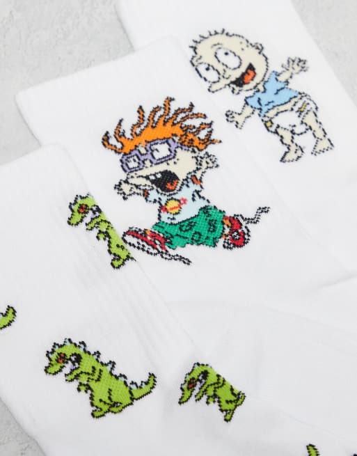 ASOS DESIGN - Confezione da 3 paia di calzini bianchi con grafica Rugrats, 2 di 3