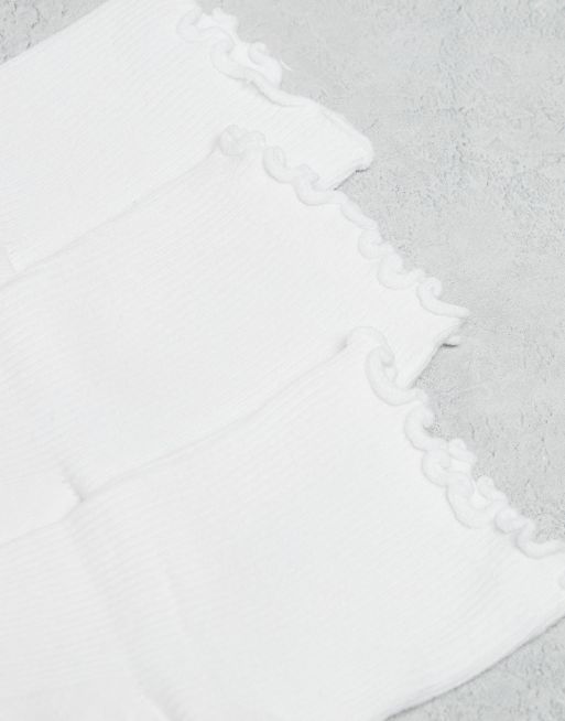ASOS DESIGN - Confezione da 3 paia di calzini bianchi con volant sui bordi, 2 di 3