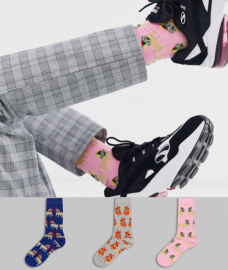 ASOS DESIGN - Confezione da 3 paia di calzini con carlini - Risparmia-Multicolore