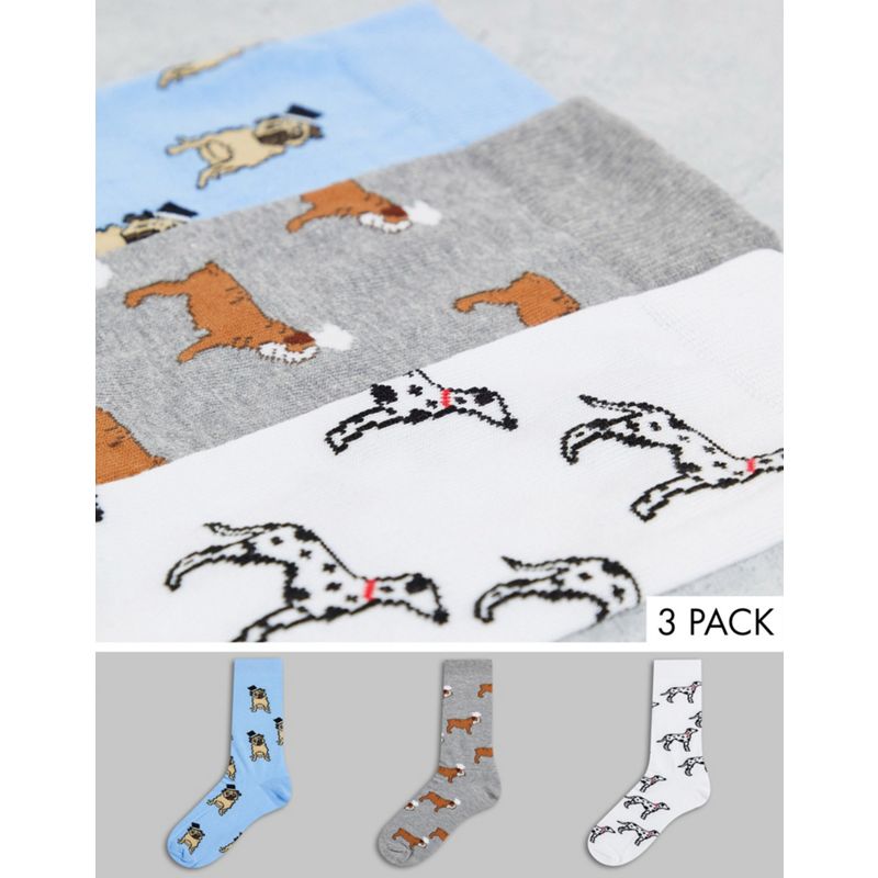 DESIGN - Confezione da 3 paia di calzini con stampa di cani con cappello