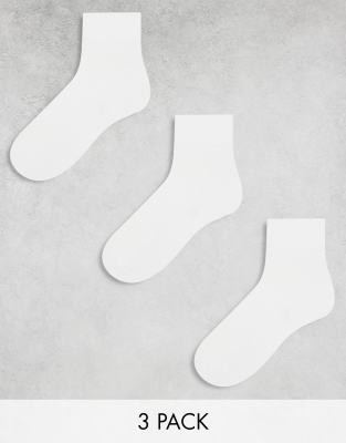 ASOS DESIGN - Confezione da 3 paia di calzini sportivi bianchi con base in spugna e supporto per arco plantare