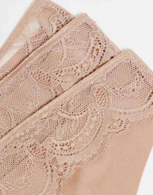 ASOS DESIGN - Confezione da 3 perizomi invisibili in pizzo beige, 2 di 4