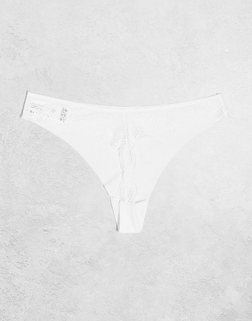 ASOS DESIGN - Confezione da 3 perizomi invisibili in pizzo bianco, 3 di 4