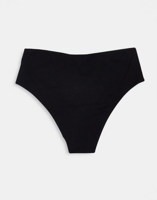 ASOS DESIGN - Confezione da 3 slip brasiliana a vita alta in cotone neri, 2 di 4
