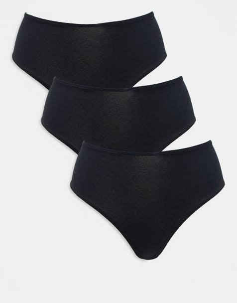 ASOS DESIGN - Confezione da 3 slip brasiliana a vita alta in cotone neri - view 1