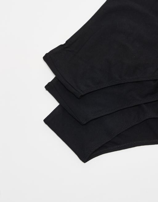 ASOS DESIGN - Confezione da 3 slip brasiliana a vita alta in cotone neri, 2 di 3