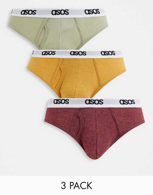 ASOS DESIGN - Confezione da 3 slip con colori tono su tono