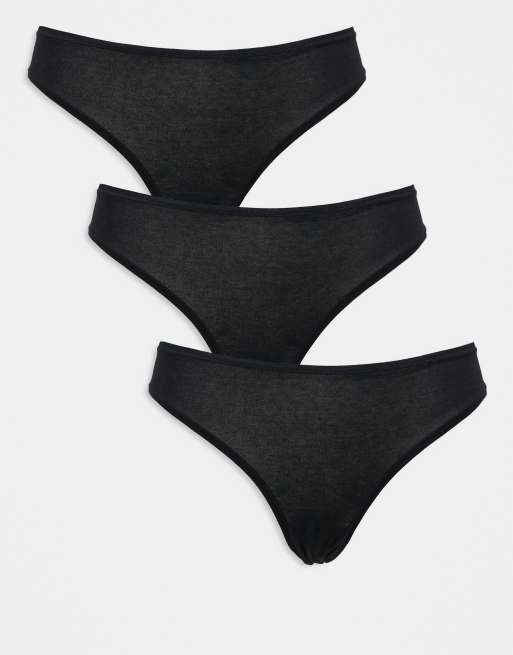 ASOS DESIGN - Confezione da 3 slip taglio brasiliana neri in cotone