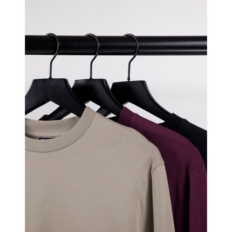 fnGlP  DESIGN - Confezione da 3 T-shirt a maniche lunghe in tessuto organico multicolore
