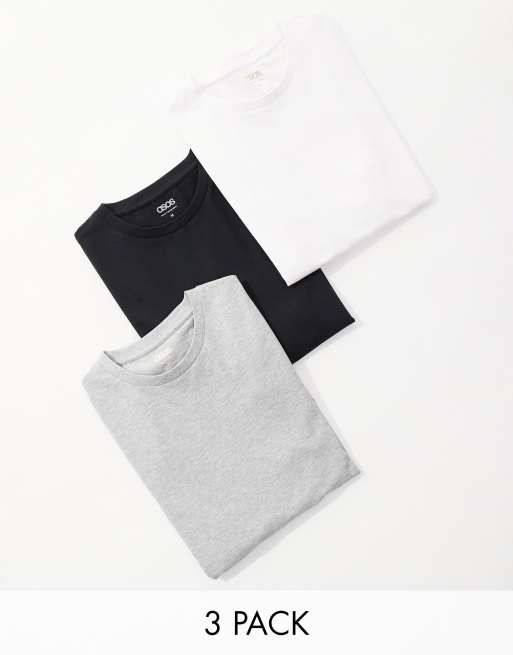 ASOS DESIGN - Confezione da 3 T-shirt a maniche lunghe multicolore