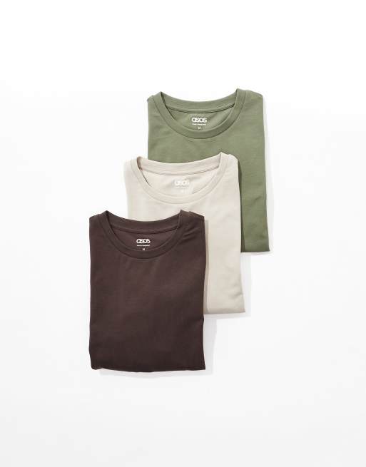 ASOS DESIGN - Confezione da 3 T-shirt a maniche lunghe multicolore