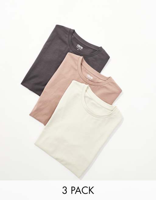 ASOS DESIGN - Confezione da 3 T-shirt attillate in colorazioni multiple