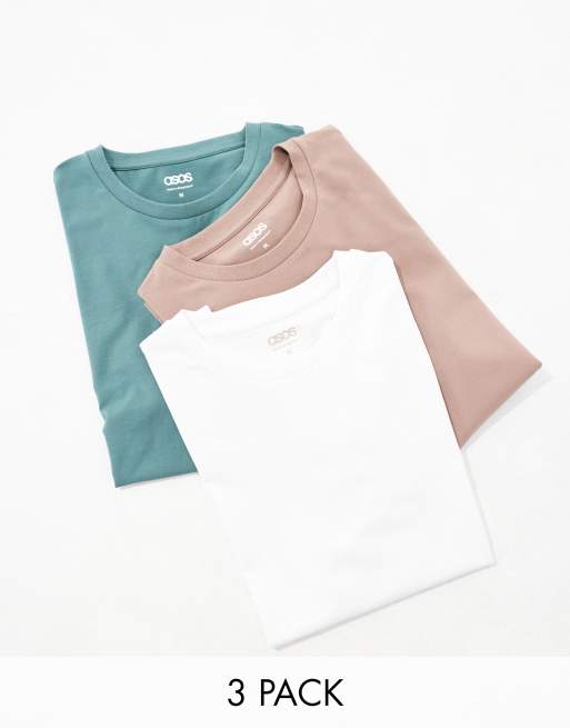 ASOS DESIGN - Confezione da 3 T-shirt attillate in colorazioni multiple