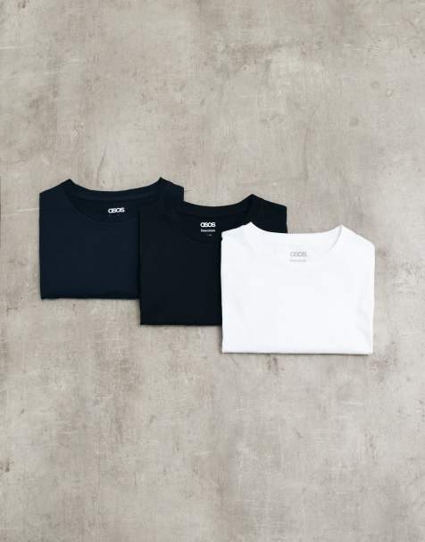 ASOS DESIGN confezione da 3 T-shirt attillate in nero, navy e bianco - view 1