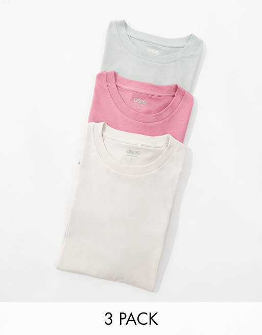ASOS DESIGN - Confezione da 3 T-shirt basic girocollo in colorazioni multiple