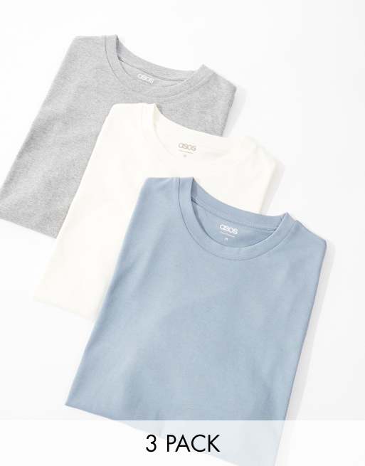 ASOS DESIGN - Confezione da 3 T-shirt basic girocollo in colorazioni multiple