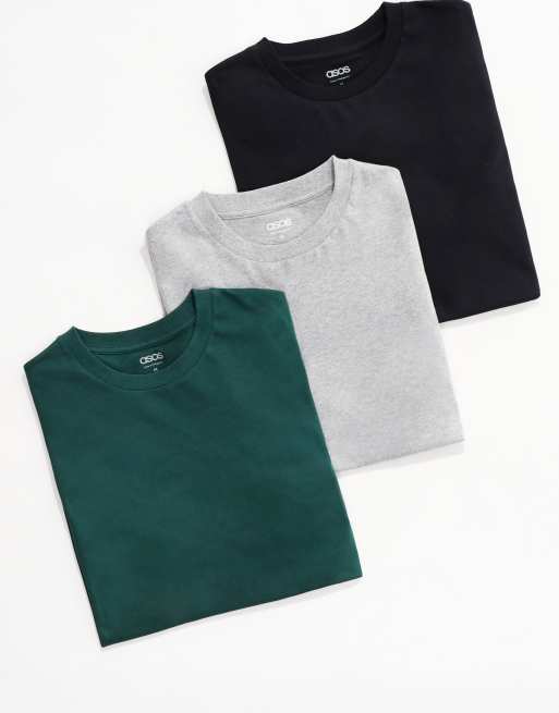 ASOS DESIGN - Confezione da 3 T-shirt basic regular fit in colorazioni multiple 