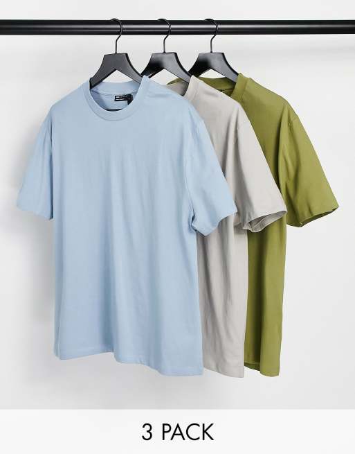 ASOS DESIGN - Confezione da 3 T-shirt comode multicolore - MULTI