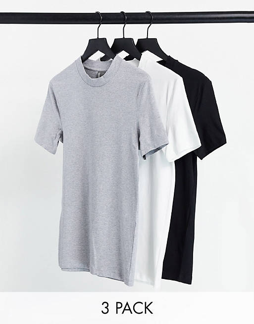 ASOS DESIGN - Confezione da 3 T-shirt girocollo attillate in tessuto organico