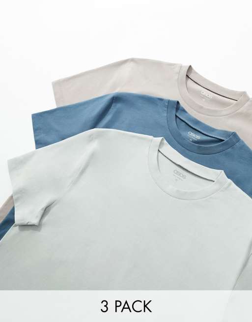 ASOS DESIGN - Confezione da 3 T-shirt girocollo in colorazioni multiple