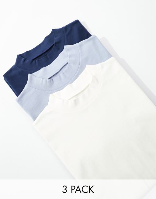 ASOS DESIGN - Confezione da 3 t-shirt oversize accollate in colorazioni multiple