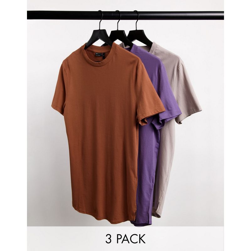 Uomo Confezioni multipack DESIGN - Confezione da 3 T-shirt taglio lungo in tessuto organico con spacchi laterali