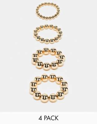 DESIGN - Confezione da 4 bracciali dorati con design a sfere