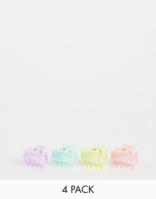 ASOS DESIGN - Confezione da 4 fermagli per capelli piccoli colori pastello