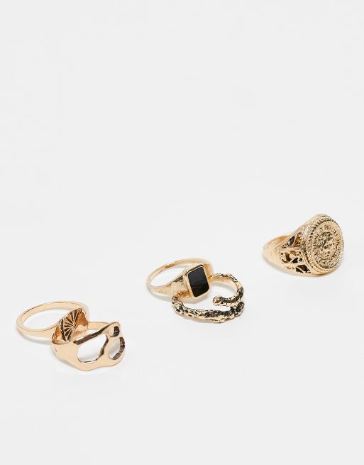 ASOS DESIGN Confezione da 5 anelli color oro