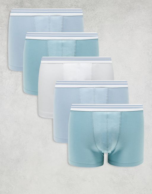 ASOS DESIGN - Confezione da 5 boxer aderenti multicolore con fascia a righe in vita