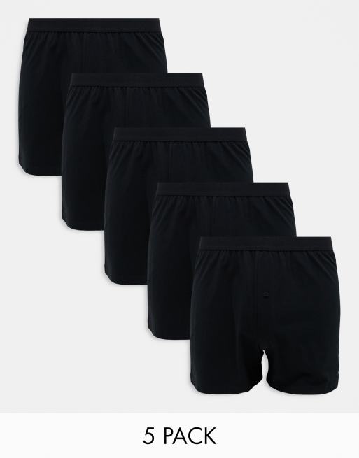 ASOS DESIGN - Confezione da 5 boxer in jersey neri