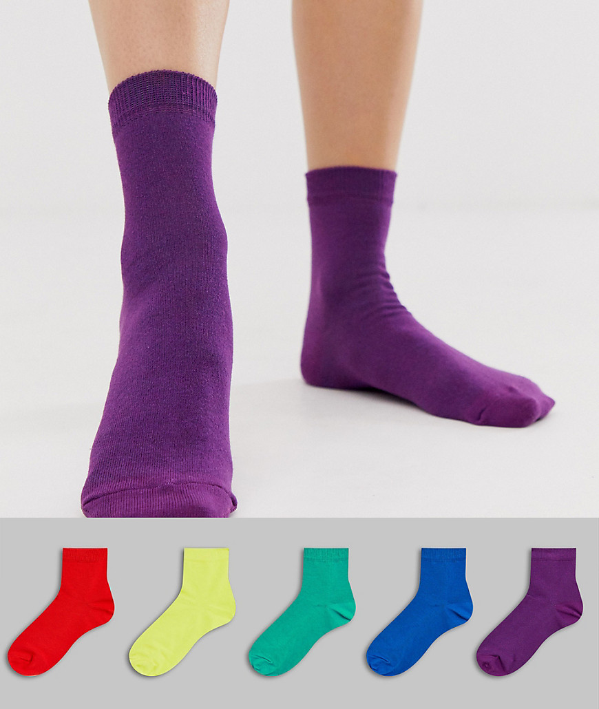 ASOS DESIGN - Confezione da 5 calzini arcobaleno-Multicolore