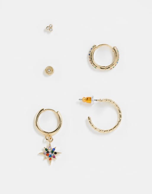 ASOS DESIGN - Confezione da 5 orecchini color oro misti