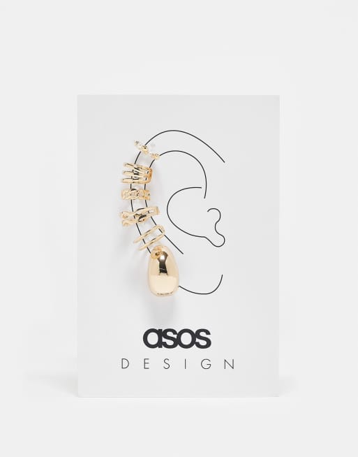 ASOS DESIGN - Confezione da 5 orecchini ear cuff a cerchio singolo color oro