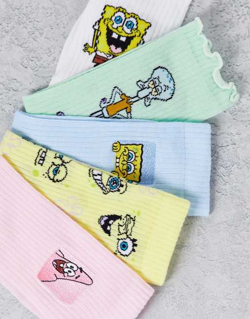 ASOS DESIGN - Confezione da 5 paia di calzini al polpaccio di SpongeBob multicolore, 2 di 4