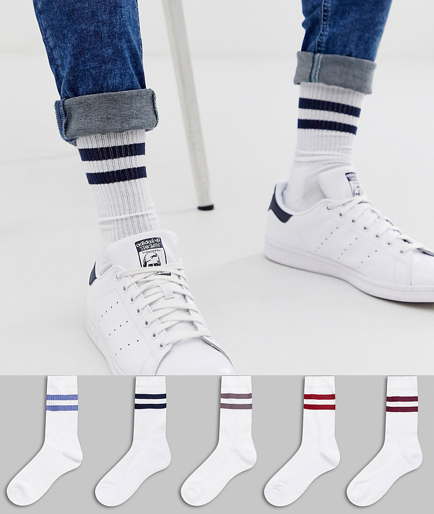 ASOS DESIGN - Confezione da 5 paia di calzini sportivi con righe puntinate - Risparmia-Multicolore