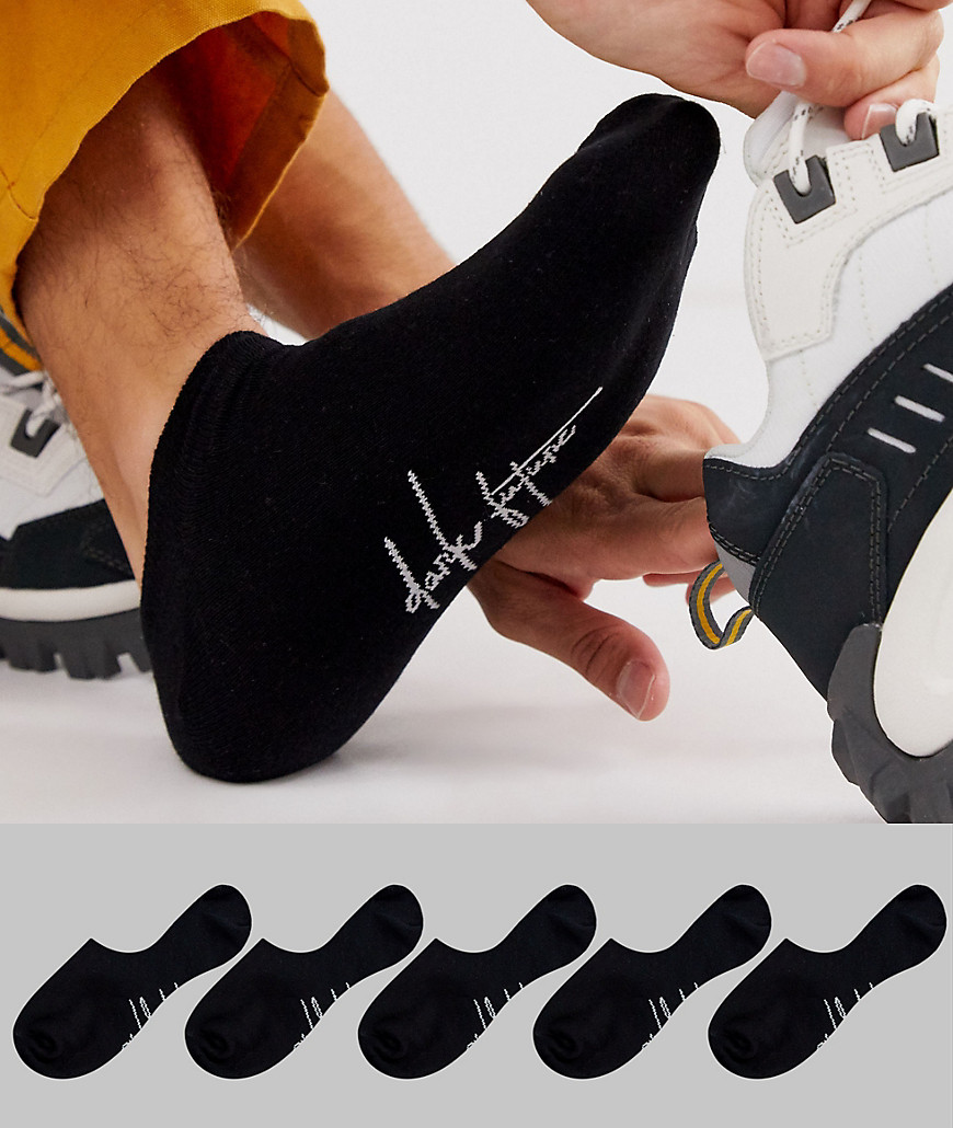 ASOS DESIGN - Confezione da 5 paia di calzini sportivi con scritta Dark future - Risparmia-Nero