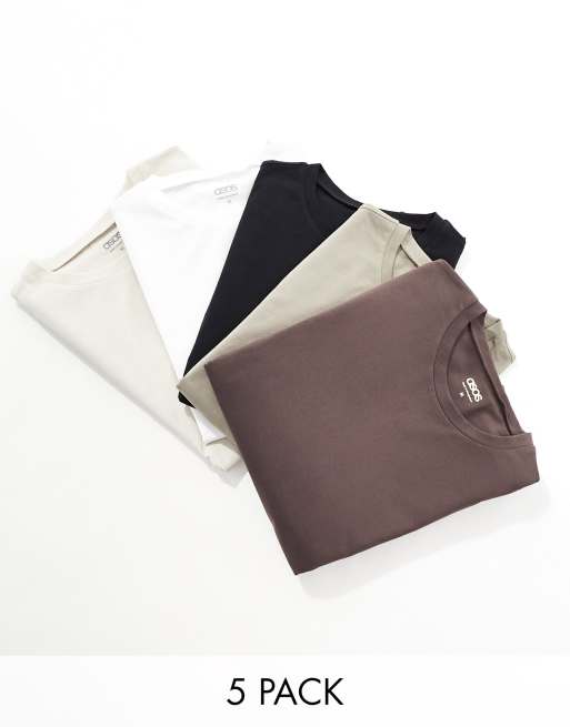 ASOS DESIGN - Confezione da 5 T-shirt attillate a maniche lunghe in colorazioni multiple