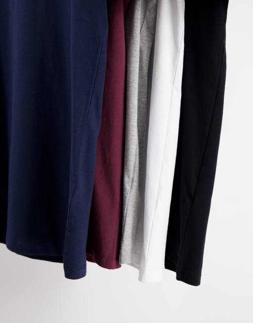 ASOS DESIGN - Confezione da 5 T-shirt attillate girocollo in colorazioni multiple, 3 di 4