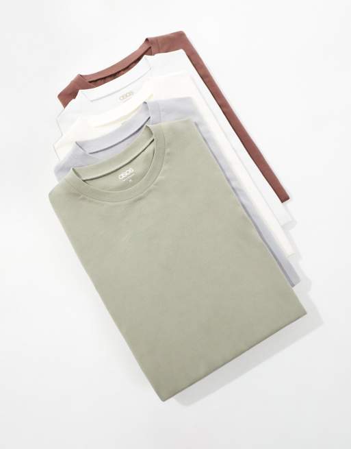 ASOS DESIGN - Confezione da 5 T-shirt girocollo in colorazioni multiple